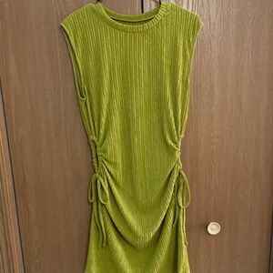 Green Textured Cutout Dress
